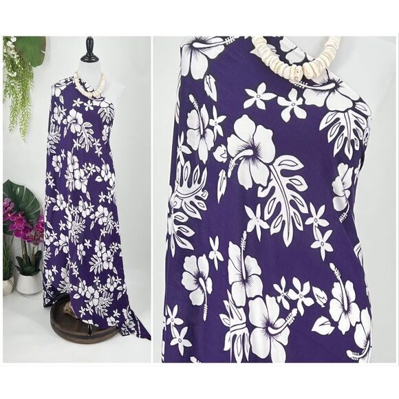 Purple/White Hibiscus SARONG Kīkepa Pareo Beach Wrap Skirt Summer Scarf - Picture 4 of 4